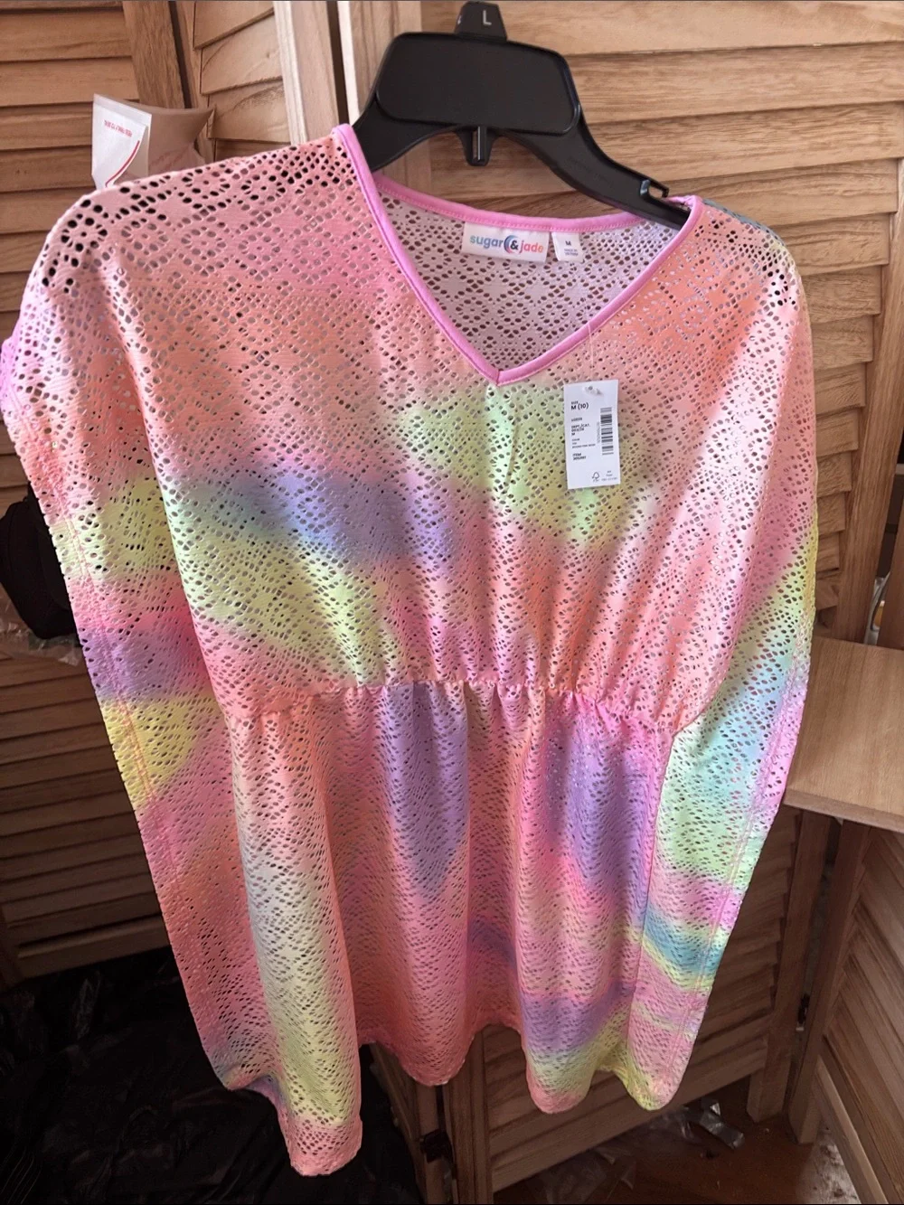 Sugar & Jade Pink Pastel Lace Cover-Up Medium NWT